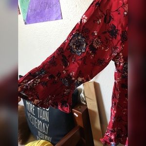 Cute red floral on the shoulder shirt. (worn once)